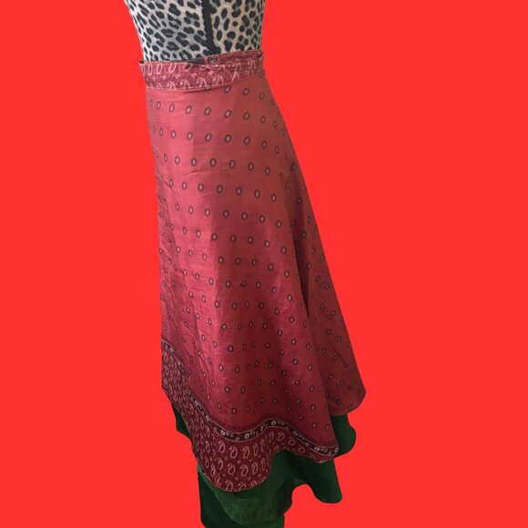 Two and Three-Layer Silk Sari Wrap Skirt | Multi-Style | Recycled Silk - Picture 5 of 11